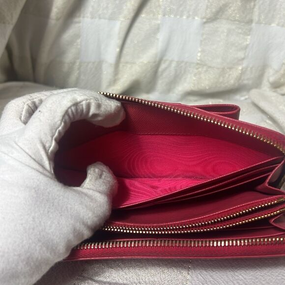PRADA PINK SAFFIANO FIOCCO LEATHER BOW LONG ZIPPY WALLET WITH BOX - Picture 12 of 12